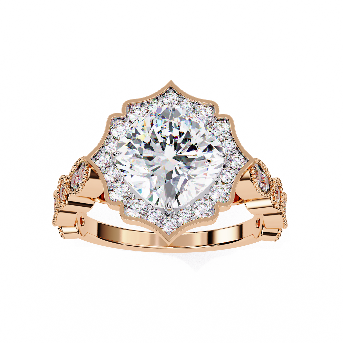 LGD Solitaire Ring Cushion Stone (2.57ct) In 14K Gold