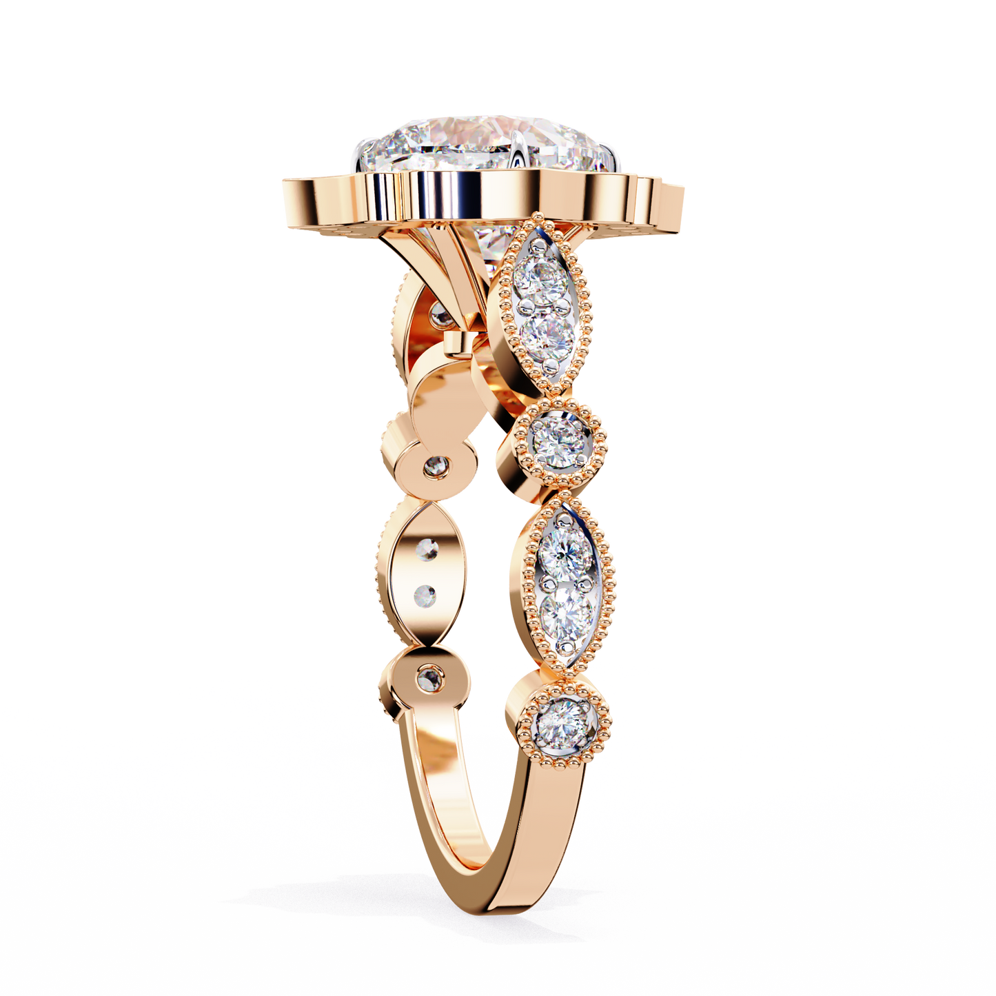 LGD Solitaire Ring Cushion Stone (2.57ct) In 14K Gold