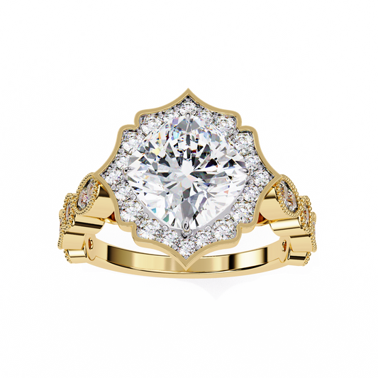 LGD Solitaire Ring Cushion Stone (2.57ct) In 14K Gold