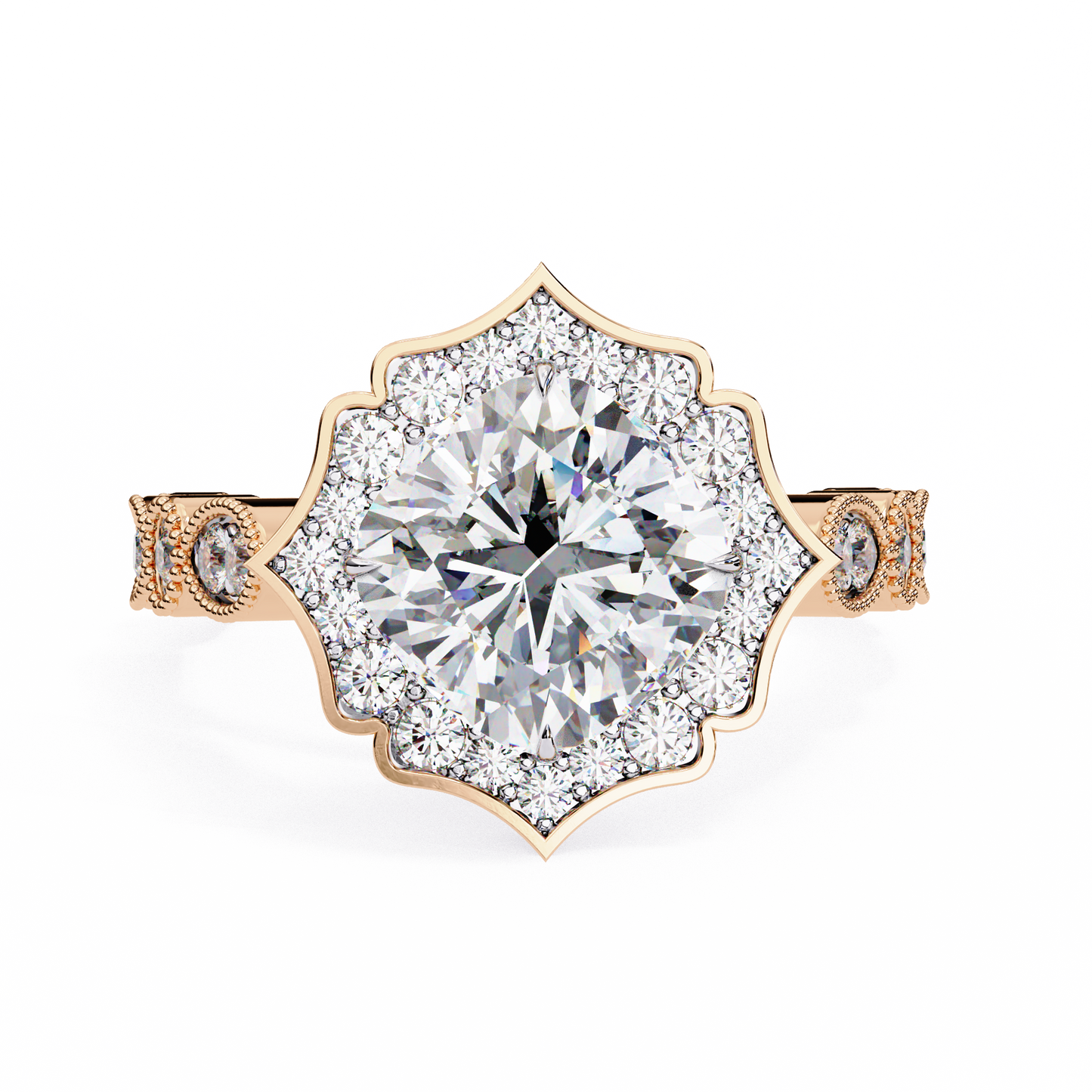 LGD Solitaire Ring Cushion Stone (2.57ct) In 14K Gold