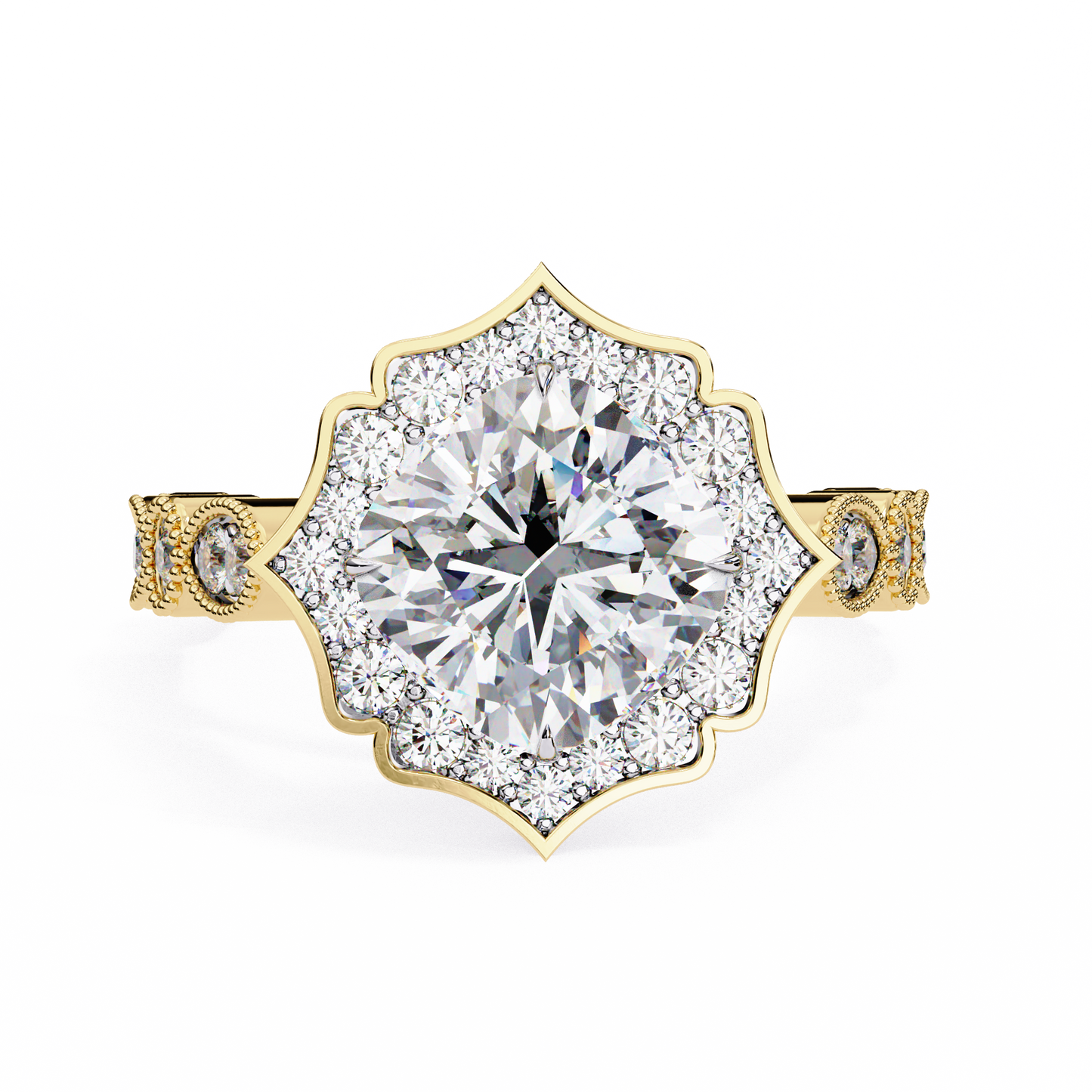 LGD Solitaire Ring Cushion Stone (2.57ct) In 14K Gold