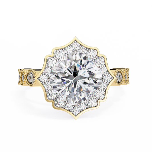 LGD Solitaire Ring Cushion Stone (2.57ct) In 14K Gold