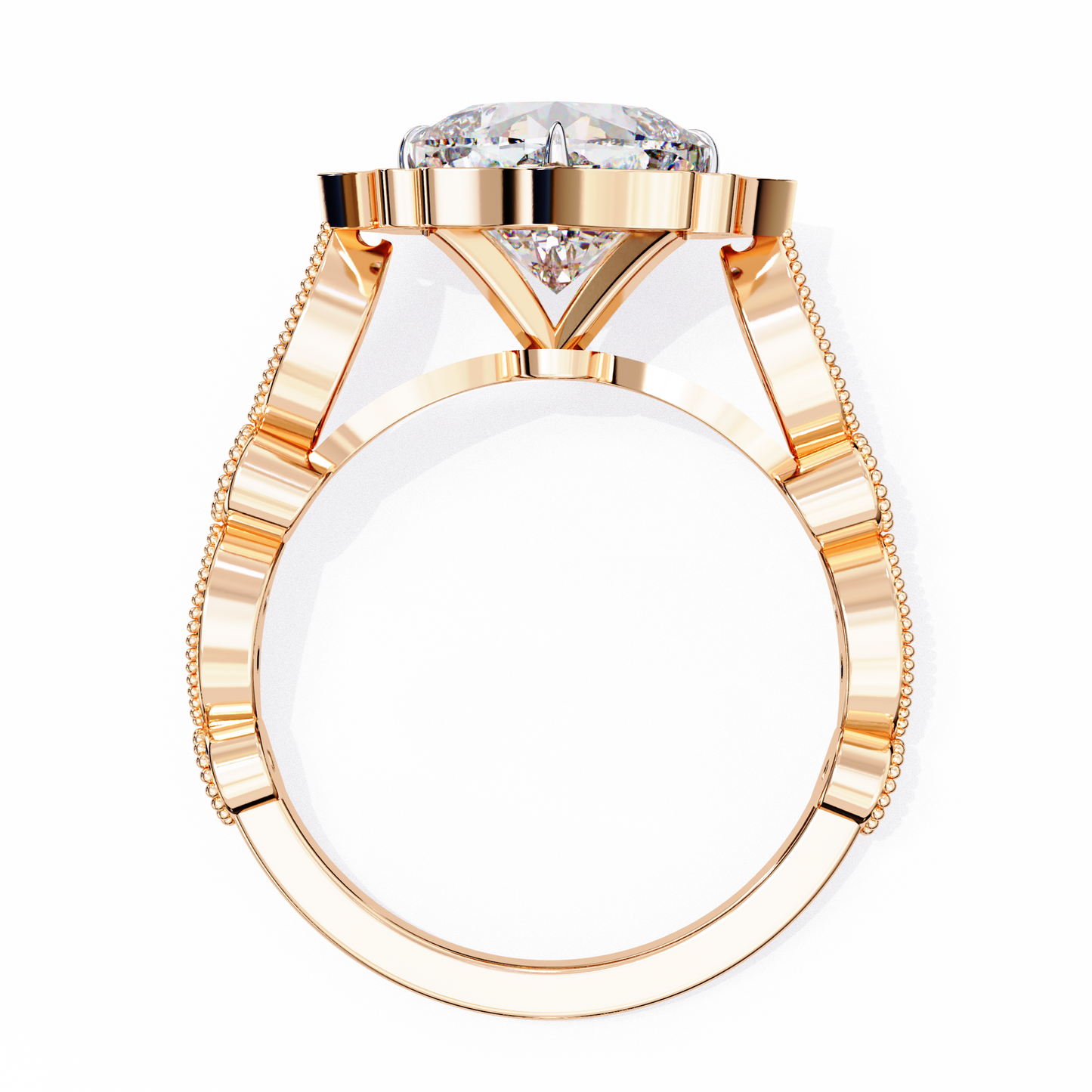 LGD Solitaire Ring Cushion Stone (2.57ct) In 14K Gold