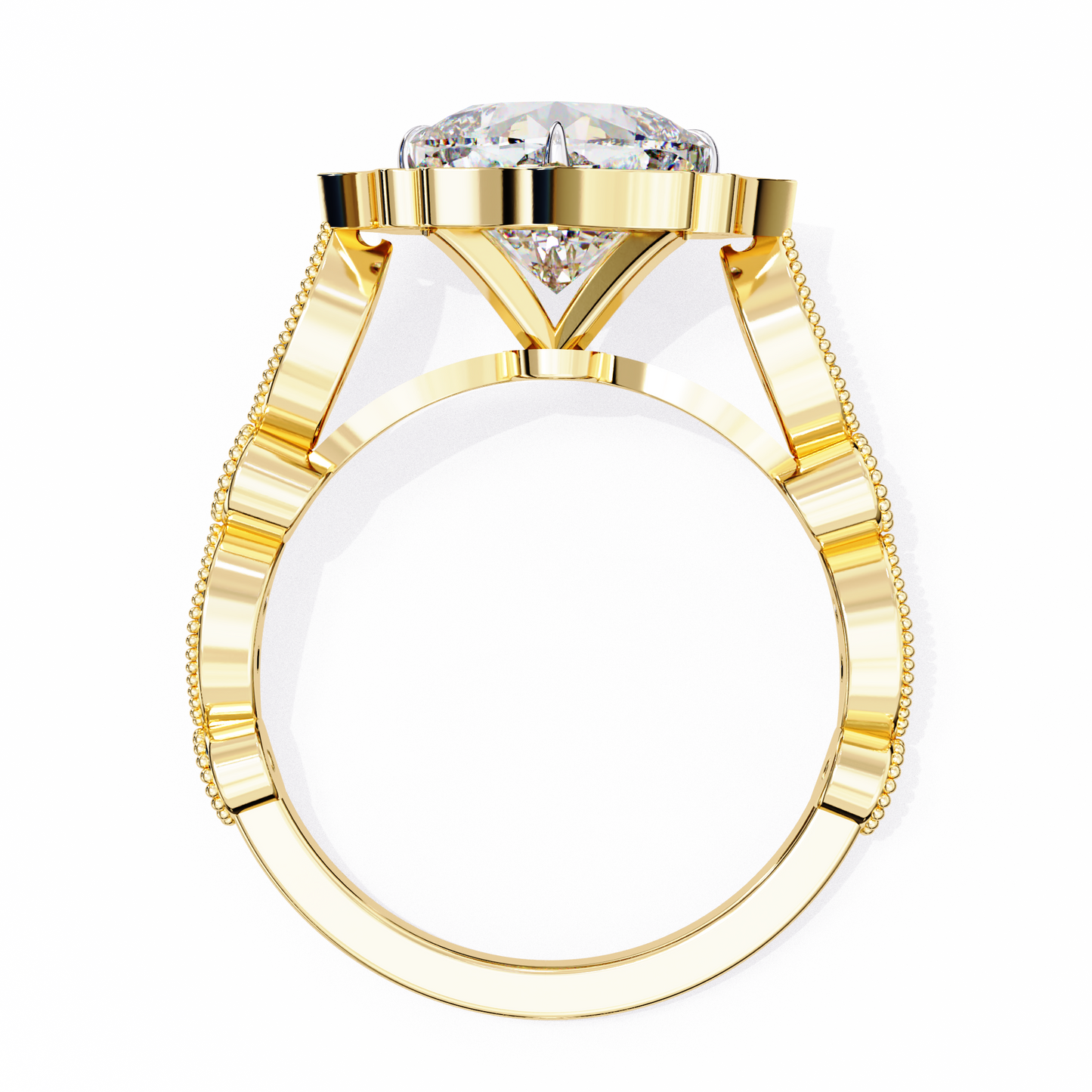 LGD Solitaire Ring Cushion Stone (2.57ct) In 14K Gold