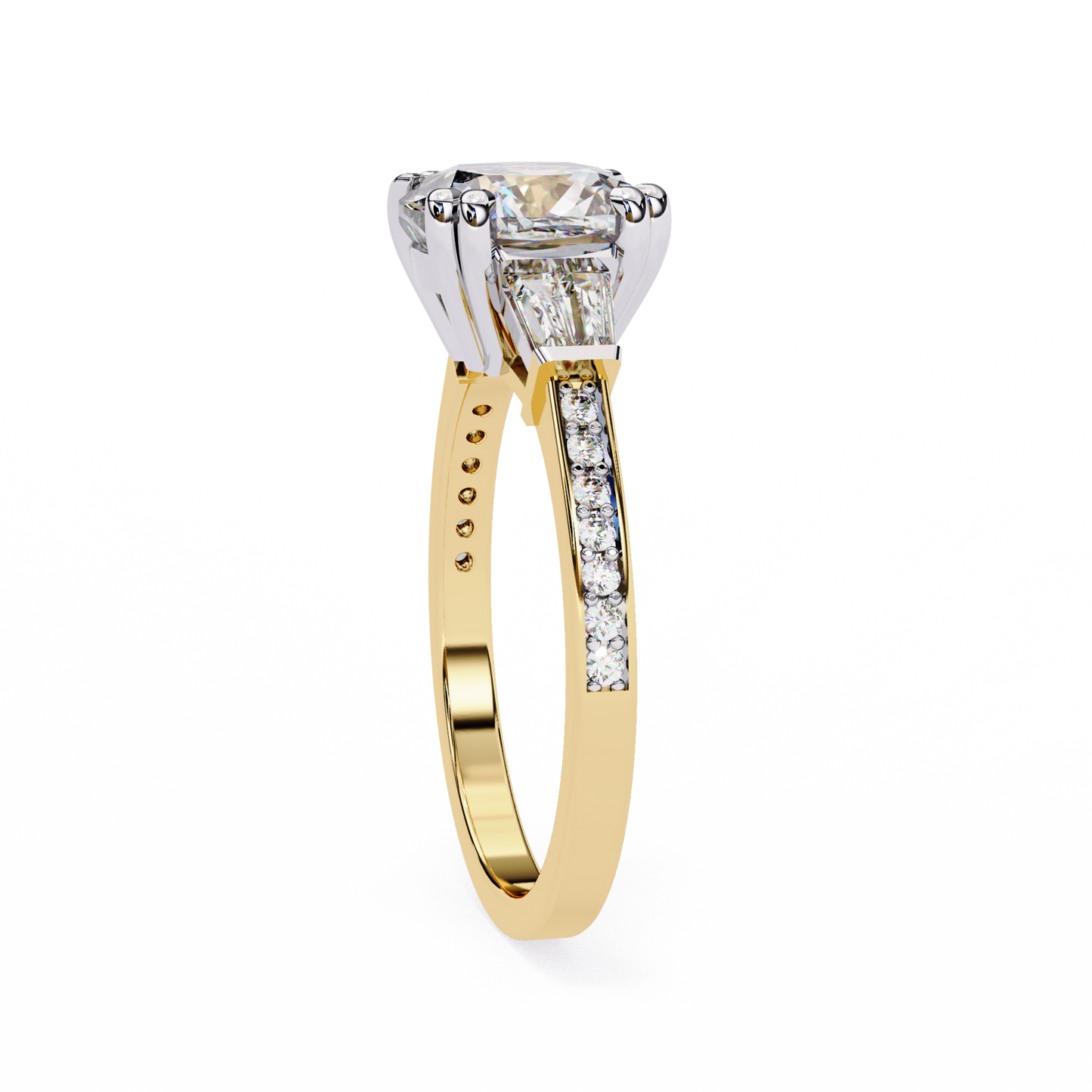 LGD Solitaire Ring Cushion Stone (2.98ct) In 14K Gold