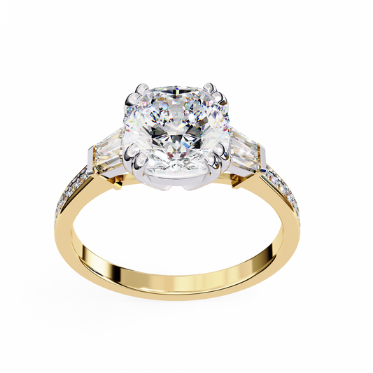 LGD Solitaire Ring Cushion Stone (2.98ct) In 14K Gold
