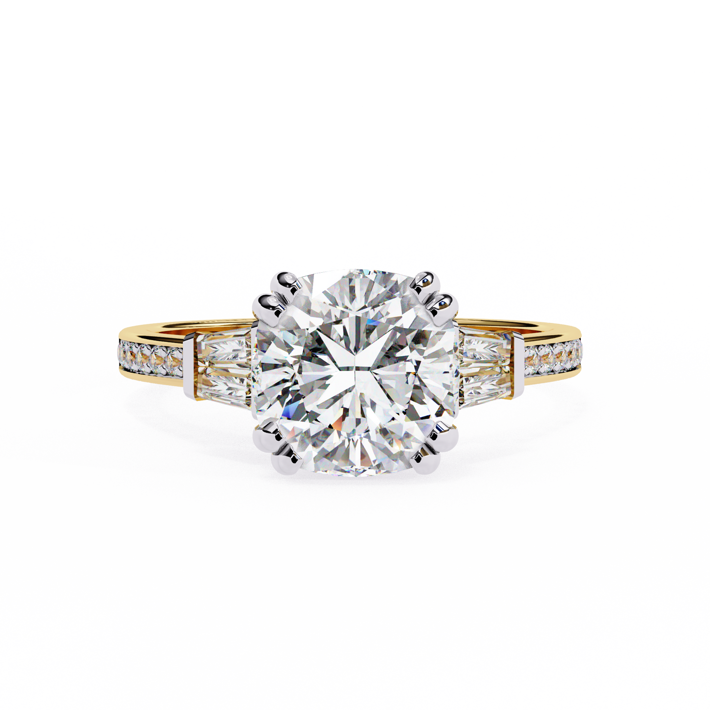 LGD Solitaire Ring Cushion Stone (2.98ct) In 14K Gold