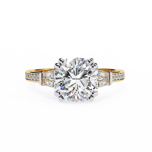LGD Solitaire Ring Cushion Stone (2.98ct) In 14K Gold