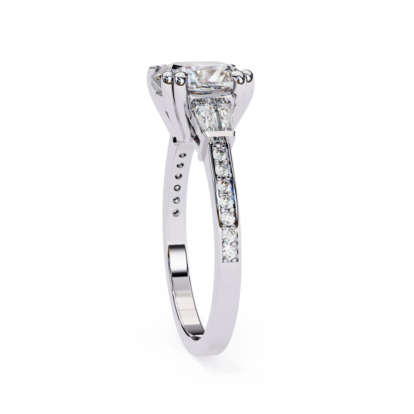 LGD Solitaire Ring Cushion Stone (2.98ct) In 14K Gold