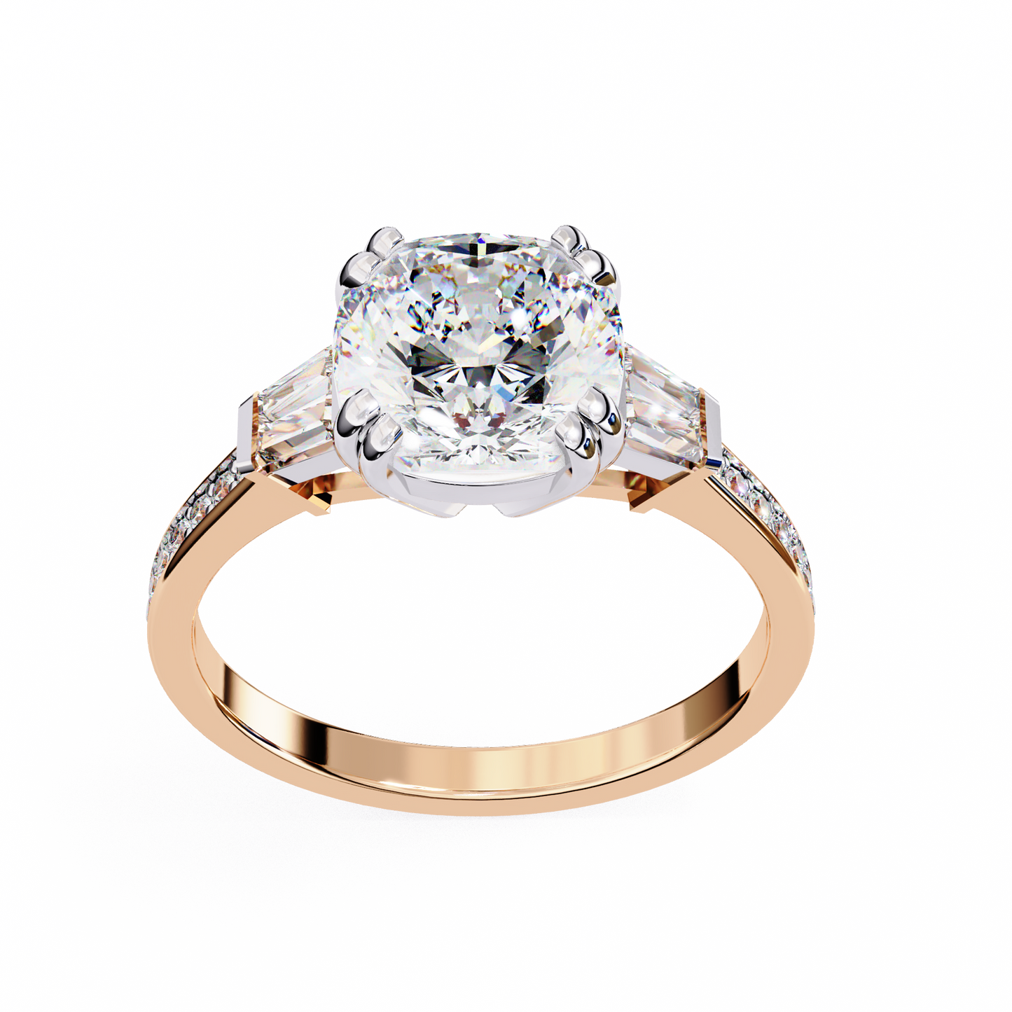 LGD Solitaire Ring Cushion Stone (2.98ct) In 14K Gold