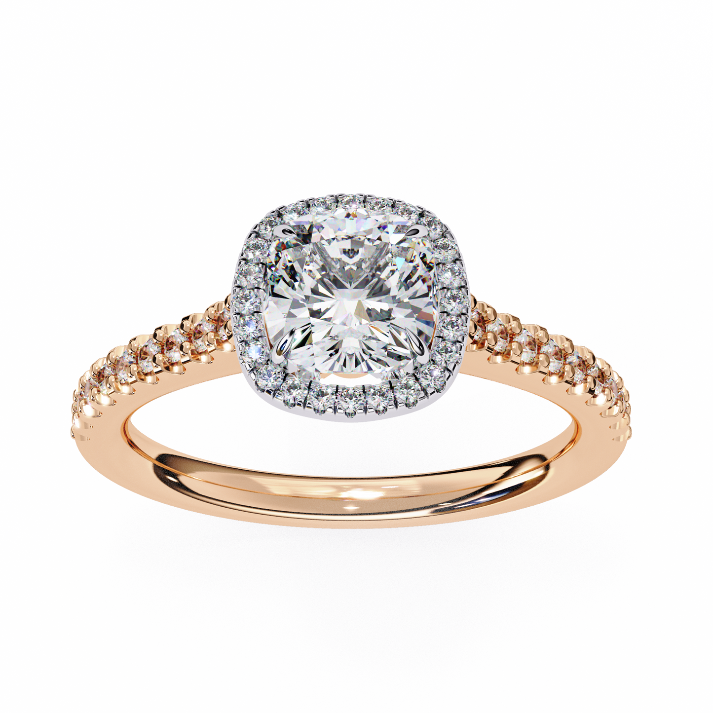 LGD Solitaire Ring Cushion Square Stone (2.15ct) In 14K Gold