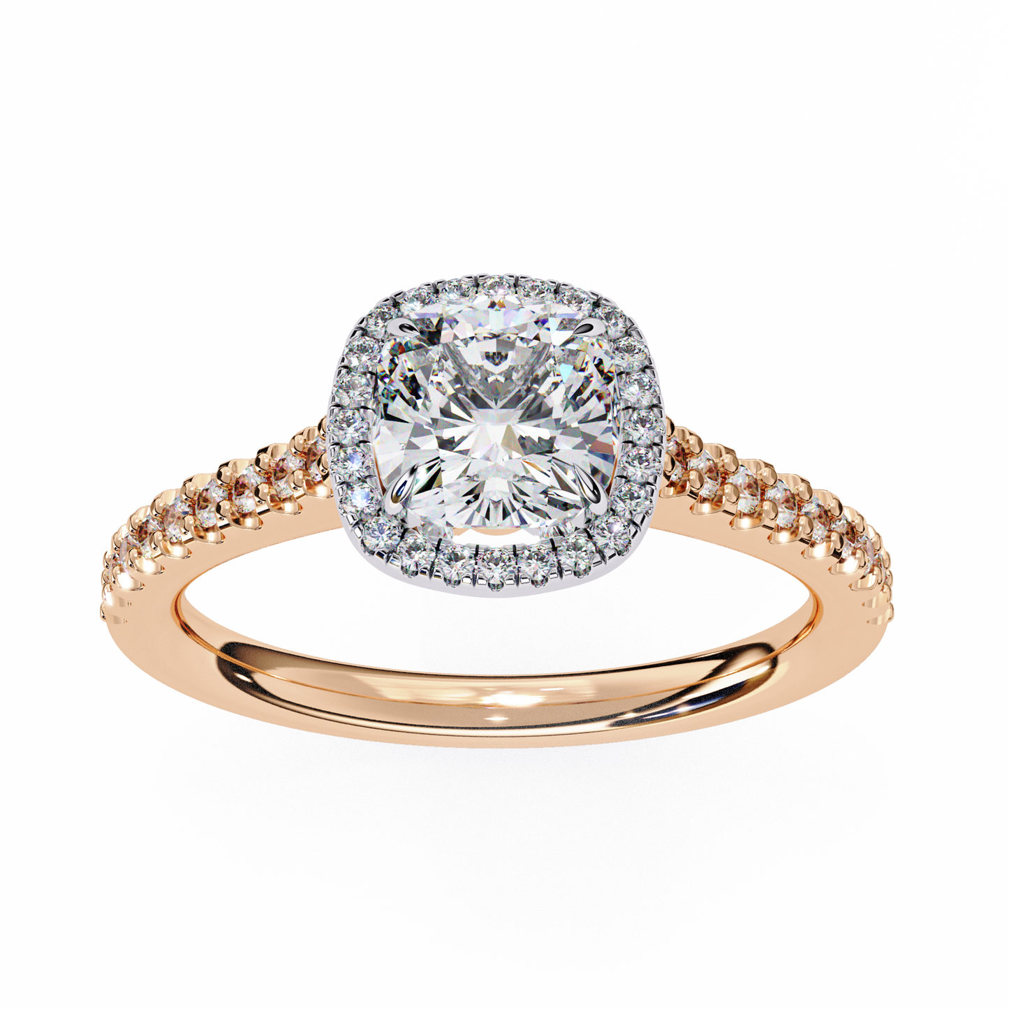 LGD Solitaire Ring Cushion Square Stone (2.15ct) In 14K Gold