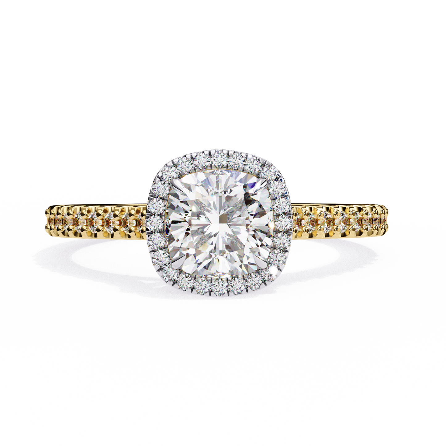 LGD Solitaire Ring Cushion Square Stone (2.15ct) In 14K Gold