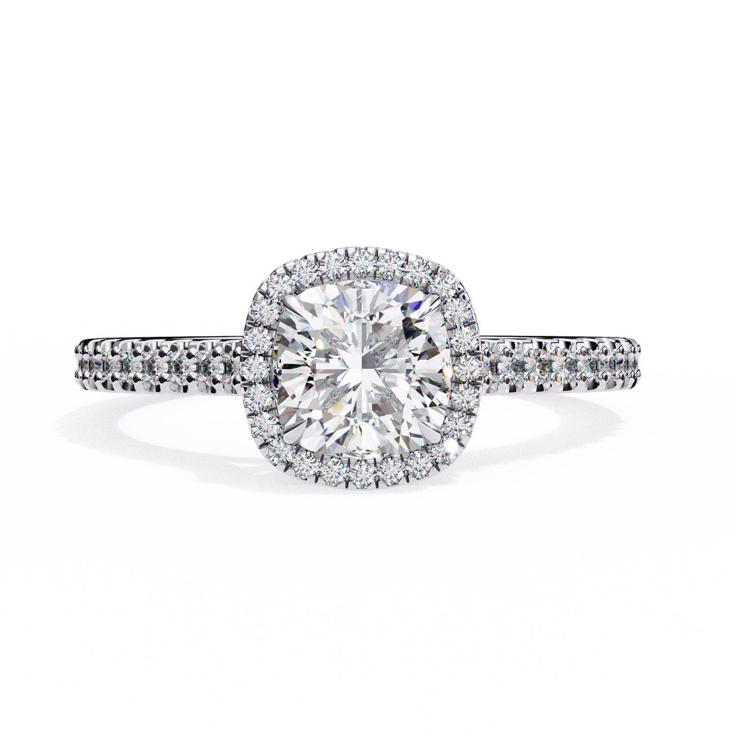 LGD Solitaire Ring Cushion Square Stone (2.15ct) In 14K Gold