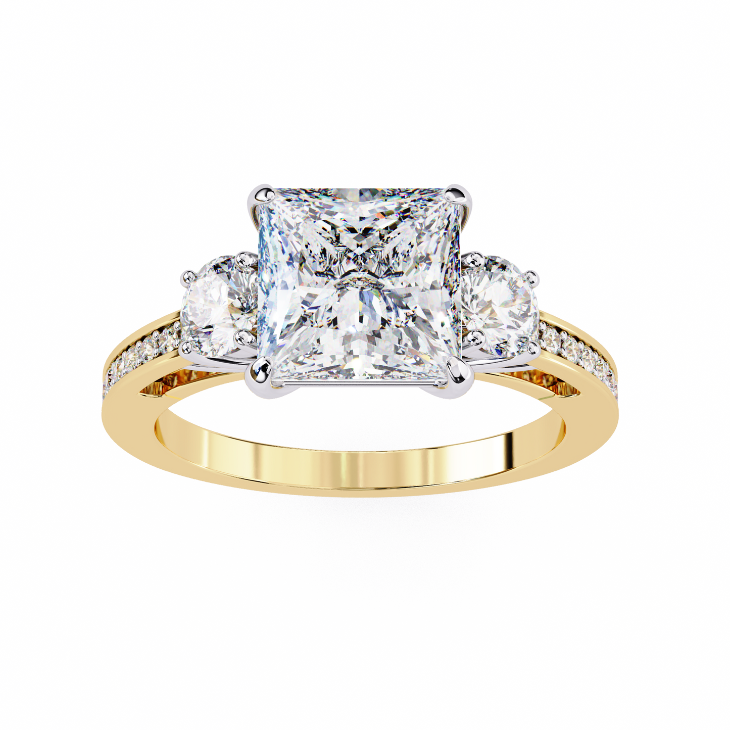 LGD Solitaire Ring Princess Stone (3.30ct) In 14K Gold