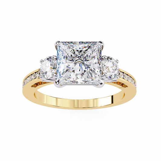 LGD Solitaire Ring Princess Stone (3.30ct) In 14K Gold