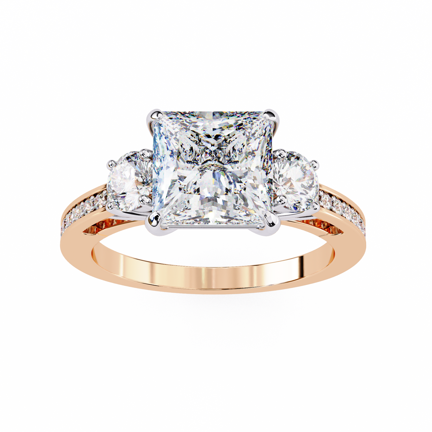 LGD Solitaire Ring Princess Stone (3.30ct) In 14K Gold