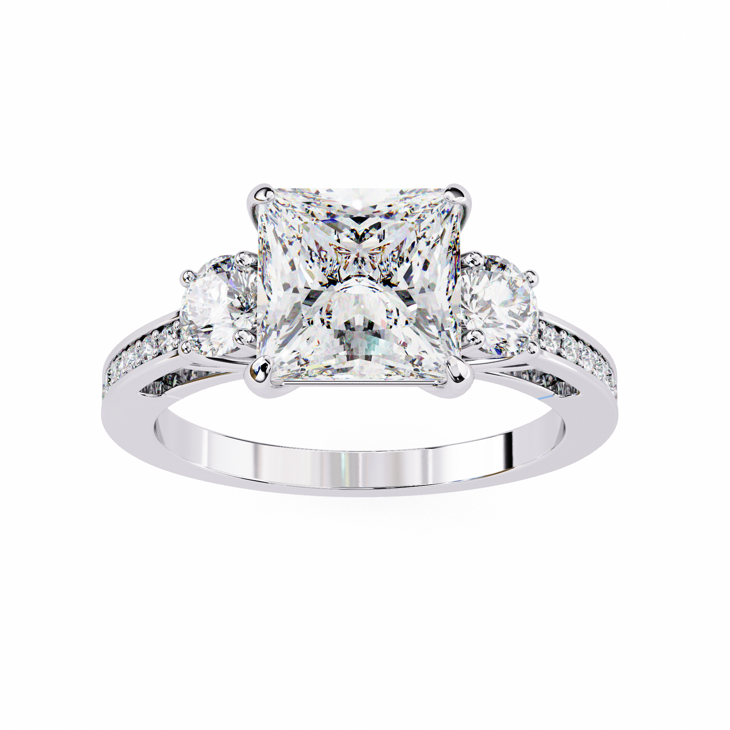 LGD Solitaire Ring Princess Stone (3.30ct) In 14K Gold