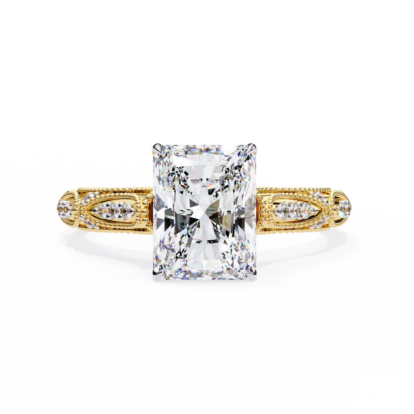 LGD Solitaire Ring  Radiant Stone (3.12ct) In 14K Gold