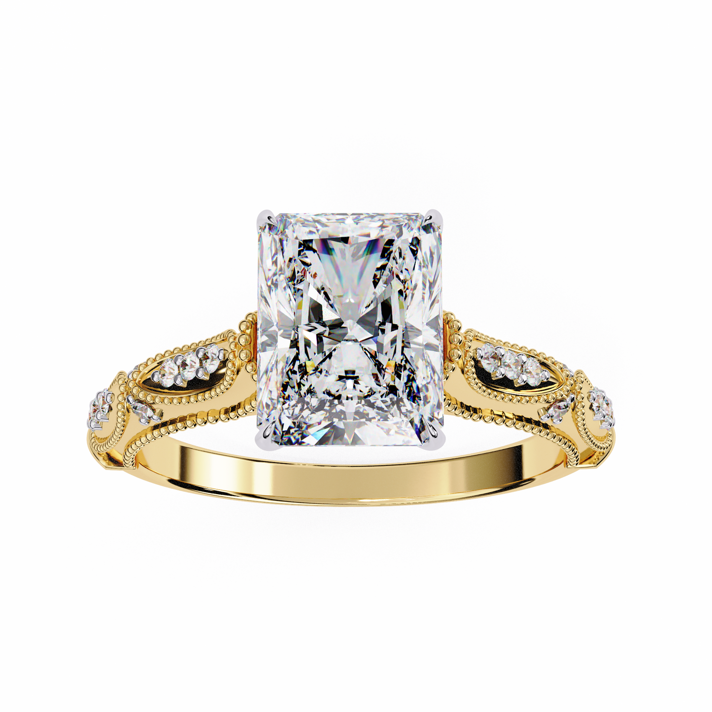 LGD Solitaire Ring  Radiant Stone (3.12ct) In 14K Gold