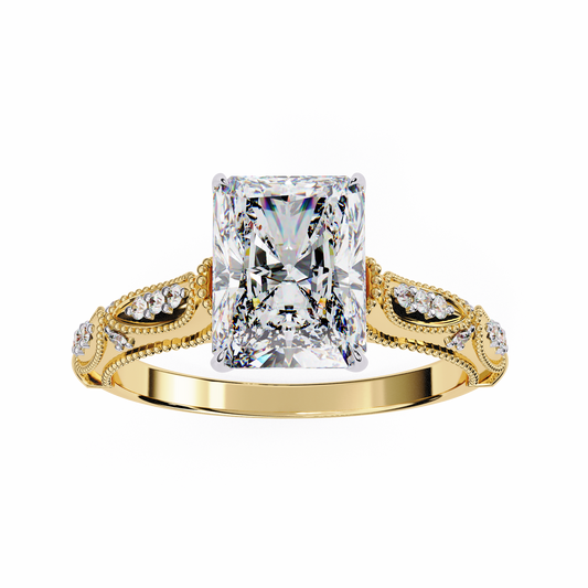 LGD Solitaire Ring  Radiant Stone (3.12ct) In 14K Gold