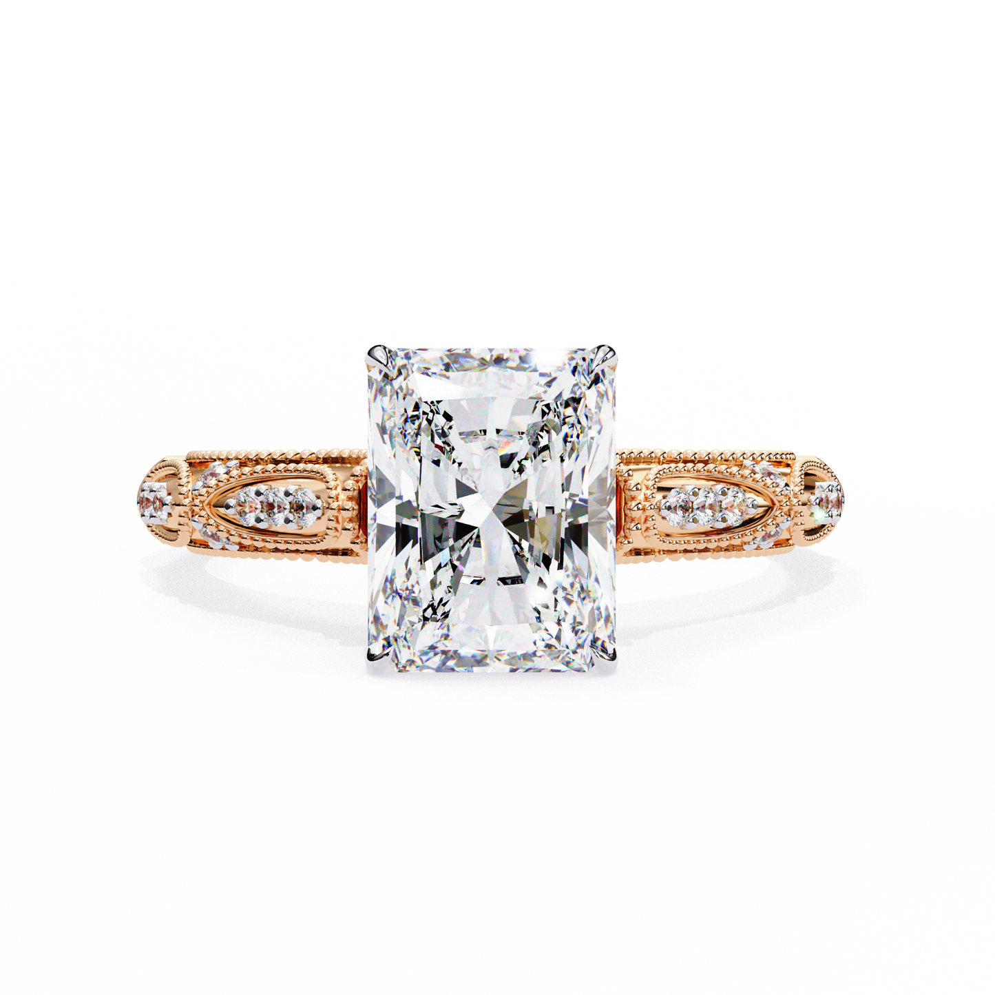 LGD Solitaire Ring  Radiant Stone (3.12ct) In 14K Gold