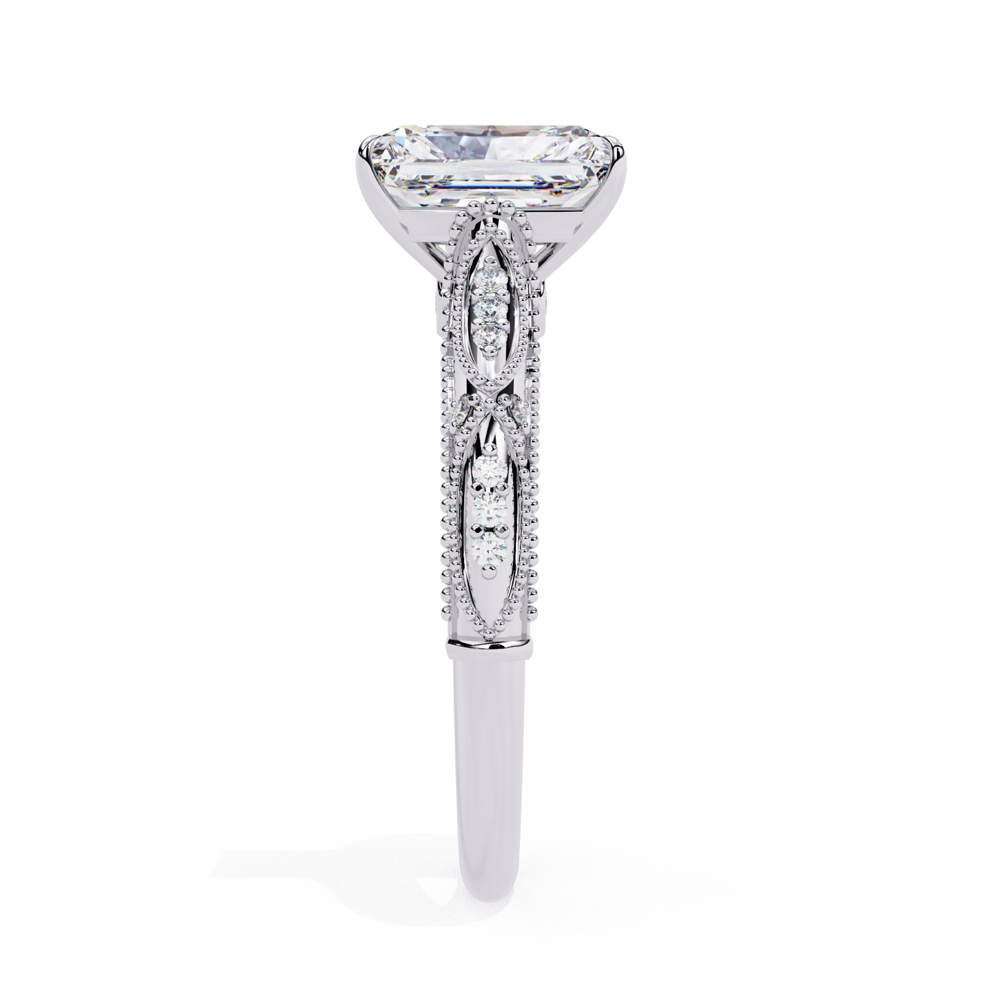 LGD Solitaire Ring  Radiant Stone (3.12ct) In 14K Gold