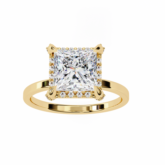 Lab Grown Diamond Solitaire Ring Princess Stone (2.30ct) In 14K Gold