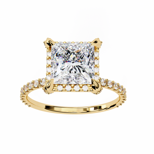 Lab Grown Diamond Solitaire Ring Princess Stone (2.61ct) In 14K Gold