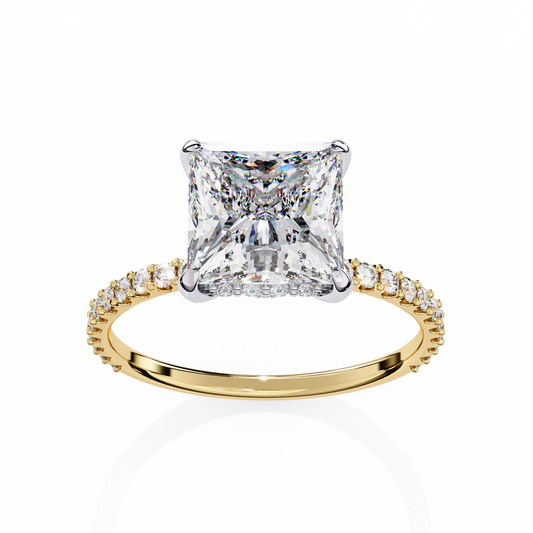 Lab Grown Diamond Solitaire Ring Princess Stone (2.66ct) In 14K Gold