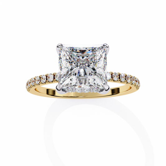 Lab Grown Diamond Solitaire Ring Princess Stone (2.54ct) In 14K Gold