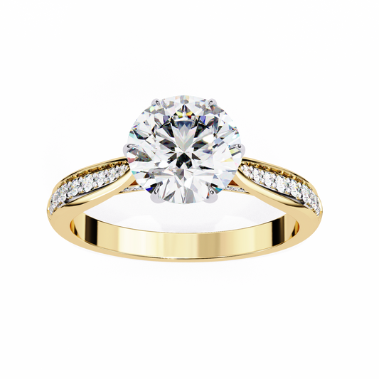 Lab Grown Diamond Ring Solitaire Round Stone(1.16ct )In 14k Gold