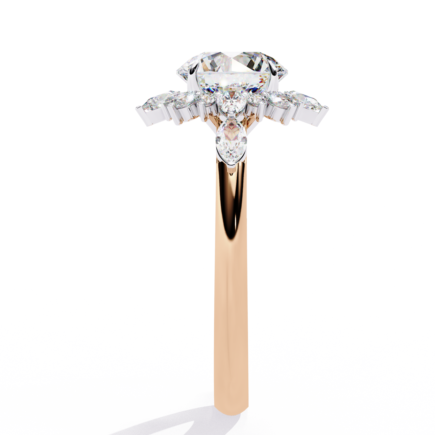 LGD Solitaire Ring Round Stone (2.96ct) In 14K Gold