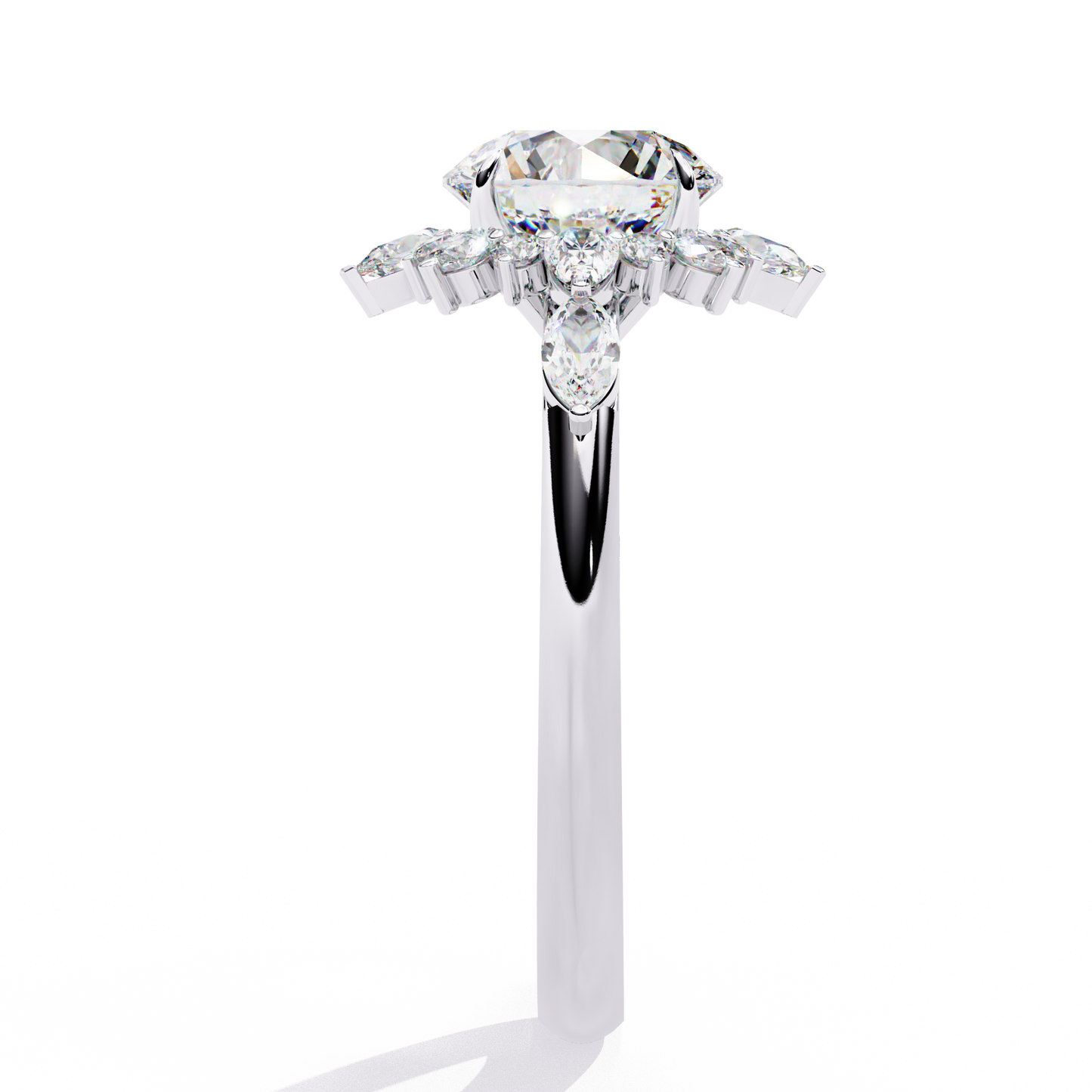 LGD Solitaire Ring Round Stone (2.96ct) In 14K Gold