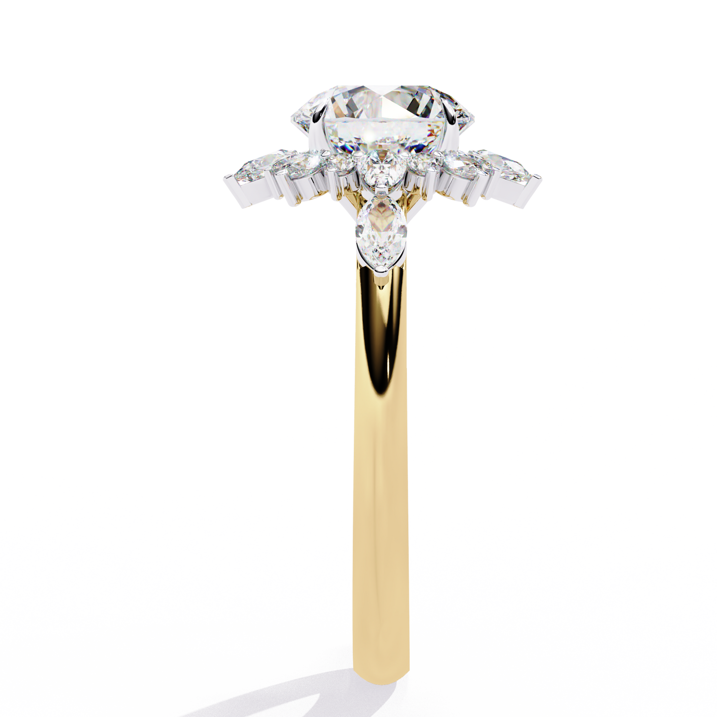 LGD Solitaire Ring Round Stone (2.96ct) In 14K Gold