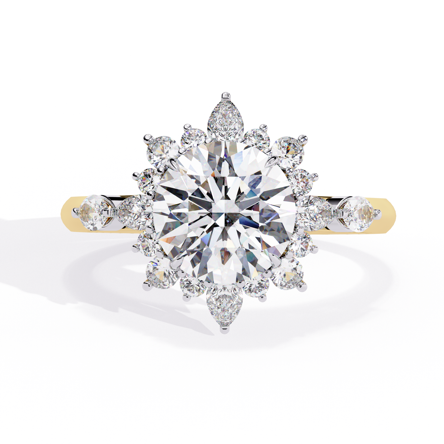 LGD Solitaire Ring Round Stone (2.96ct) In 14K Gold