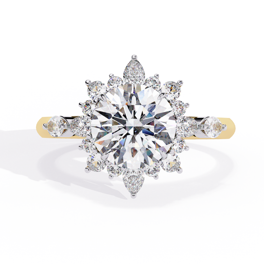 LGD Solitaire Ring Round Stone (2.96ct) In 14K Gold