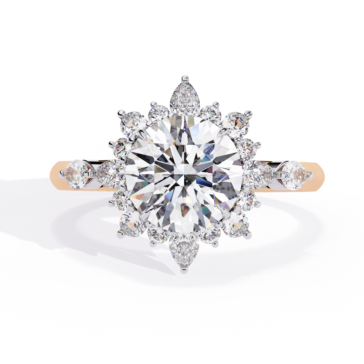 LGD Solitaire Ring Round Stone (2.96ct) In 14K Gold
