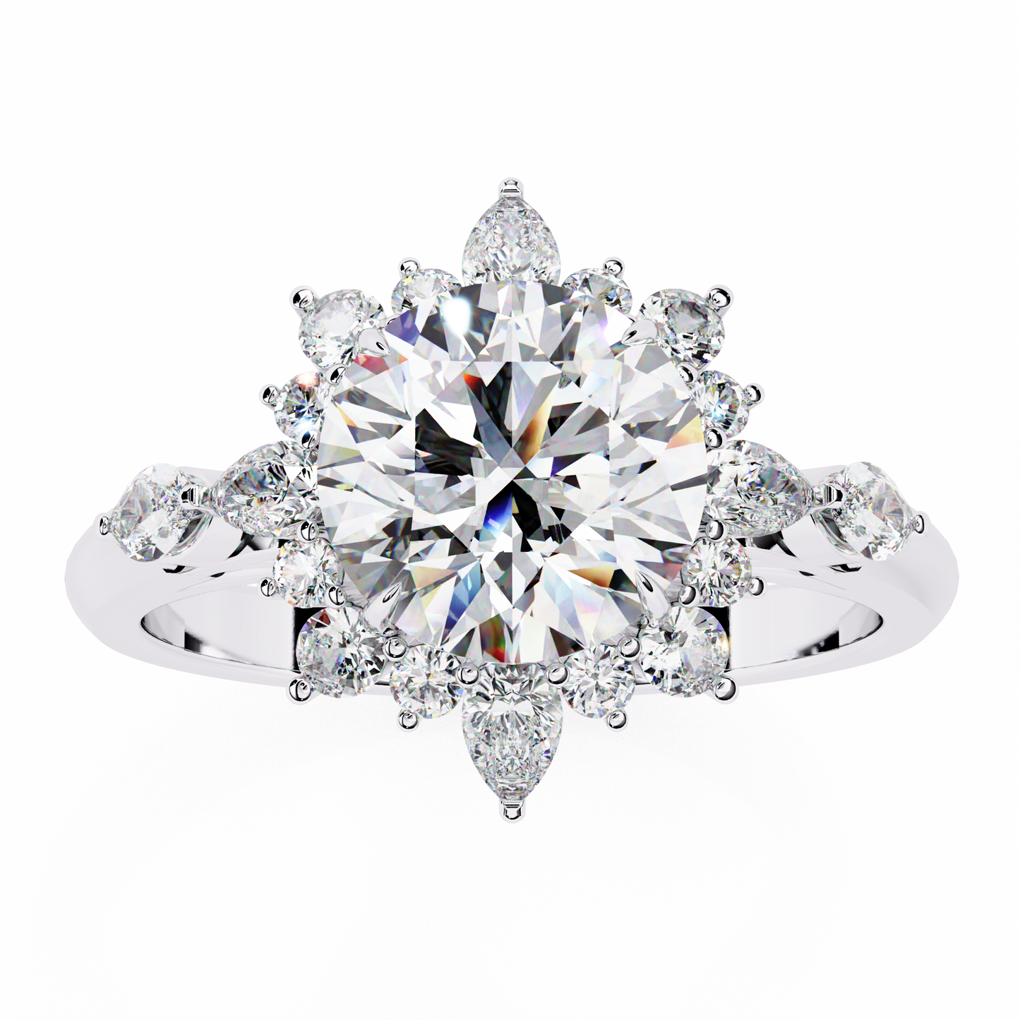 LGD Solitaire Ring Round Stone (2.96ct) In 14K Gold