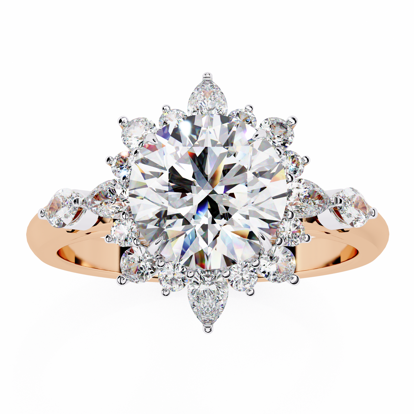 LGD Solitaire Ring Round Stone (2.96ct) In 14K Gold