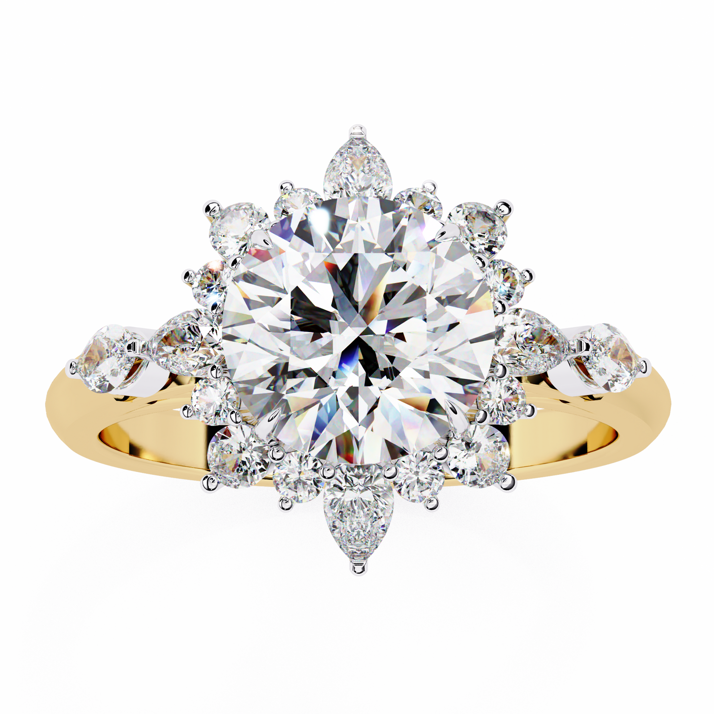 LGD Solitaire Ring Round Stone (2.96ct) In 14K Gold