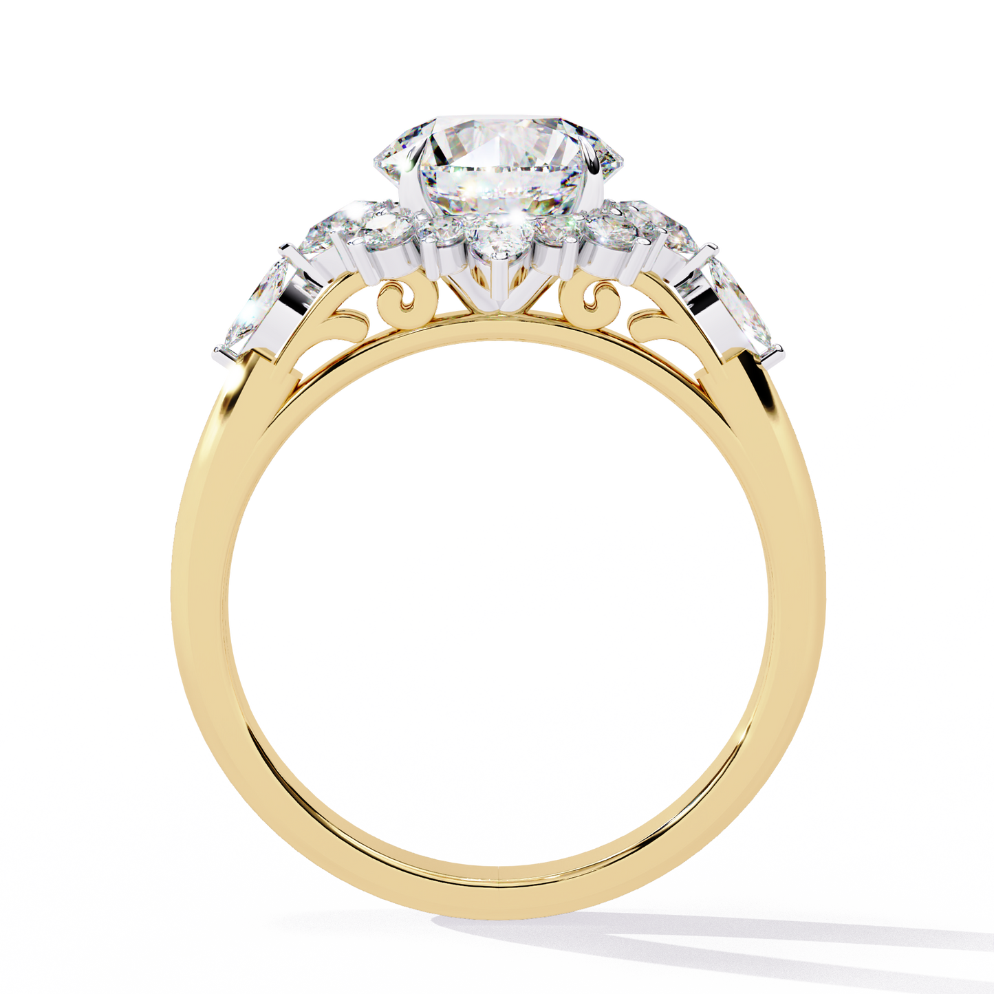 LGD Solitaire Ring Round Stone (2.96ct) In 14K Gold