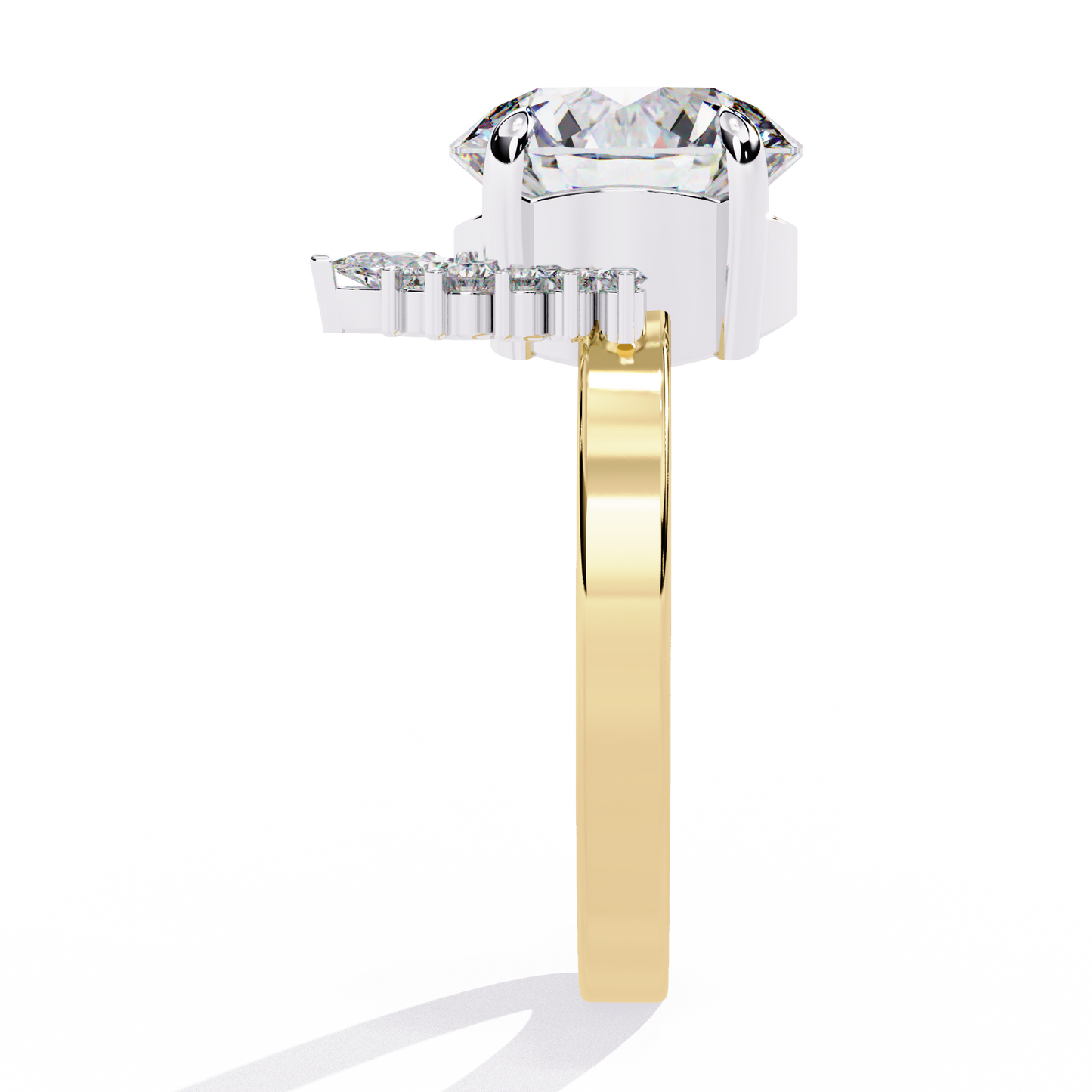 LGD Solitaire Ring Round Stone (3.57ct) In 14K Gold