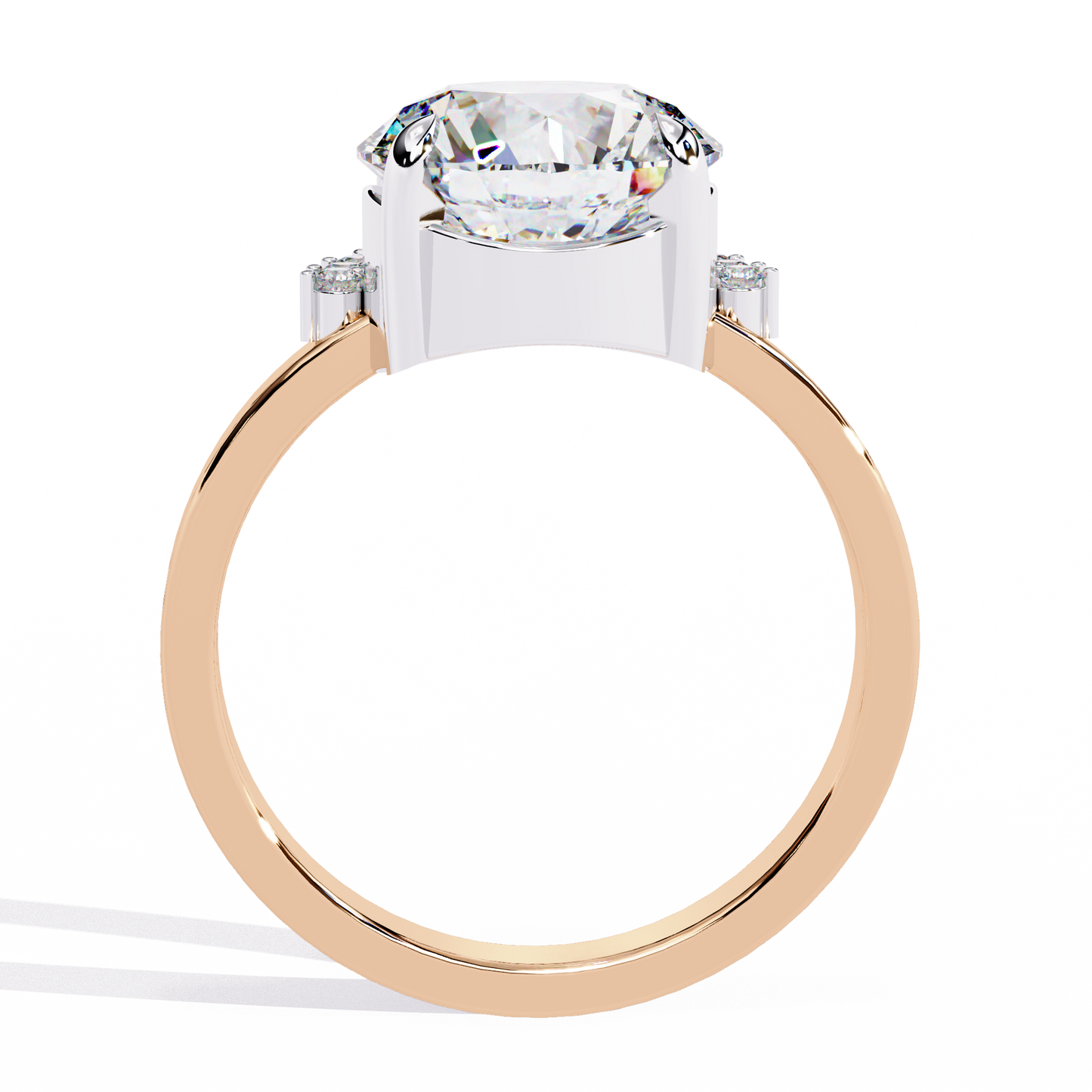 LGD Solitaire Ring Round Stone (3.57ct) In 14K Gold