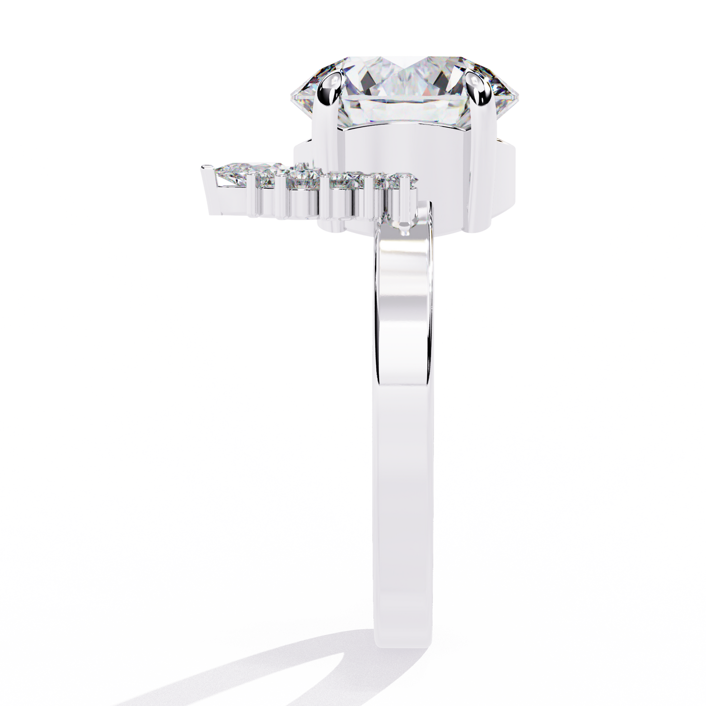 LGD Solitaire Ring Round Stone (3.57ct) In 14K Gold