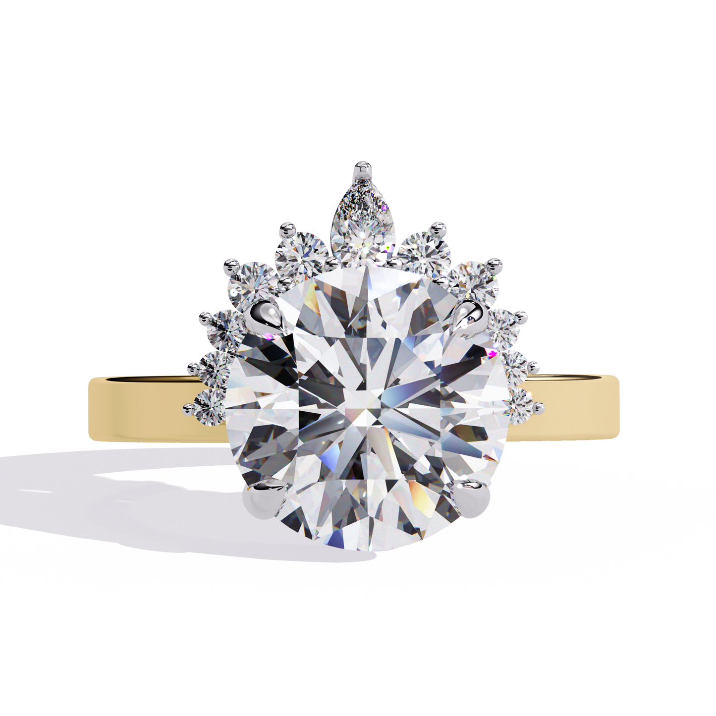 LGD Solitaire Ring Round Stone (3.57ct) In 14K Gold