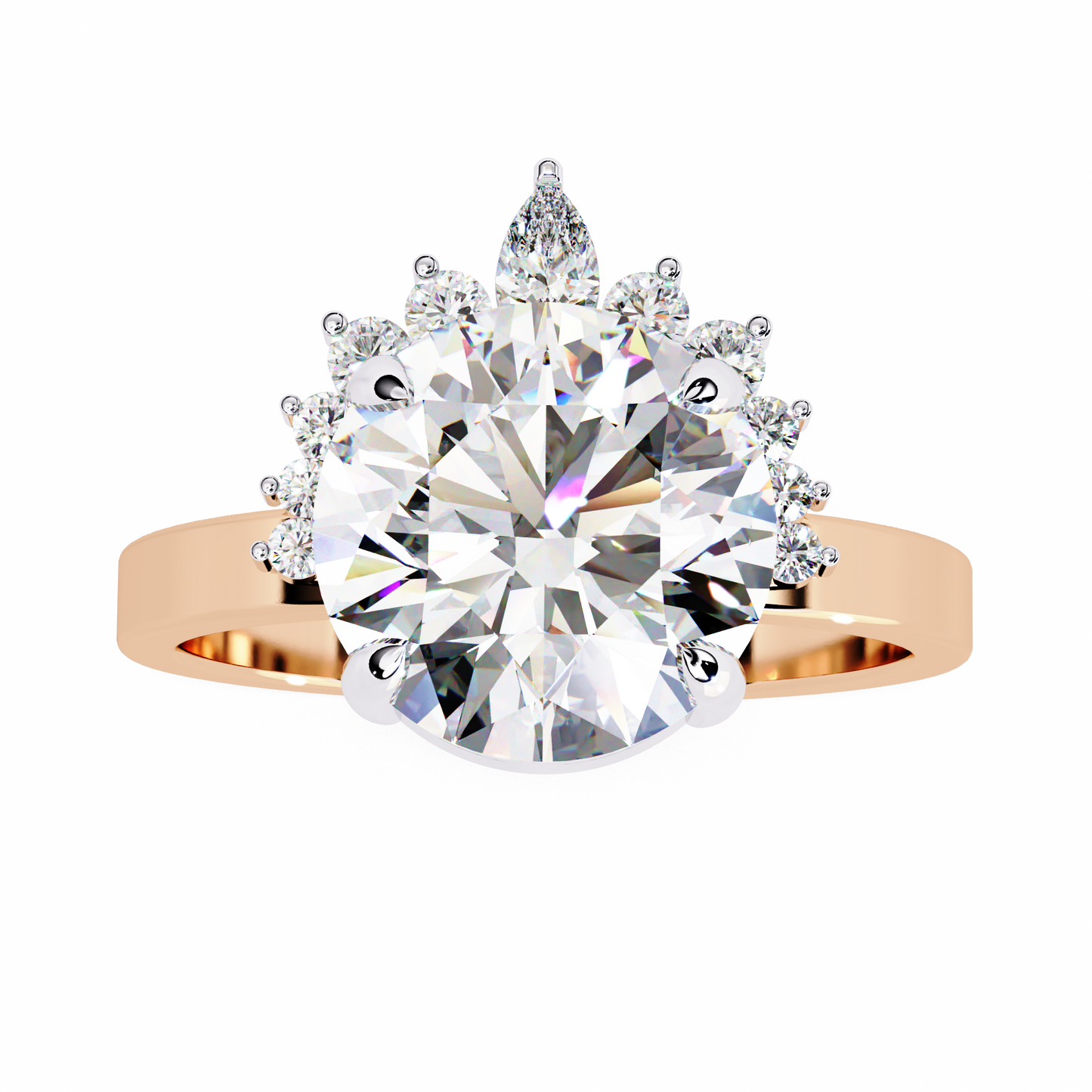 LGD Solitaire Ring Round Stone (3.57ct) In 14K Gold