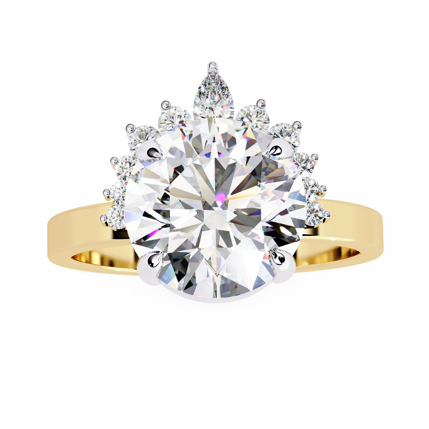 LGD Solitaire Ring Round Stone (3.57ct) In 14K Gold