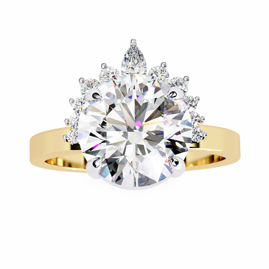 LGD Solitaire Ring Round Stone (3.57ct) In 14K Gold