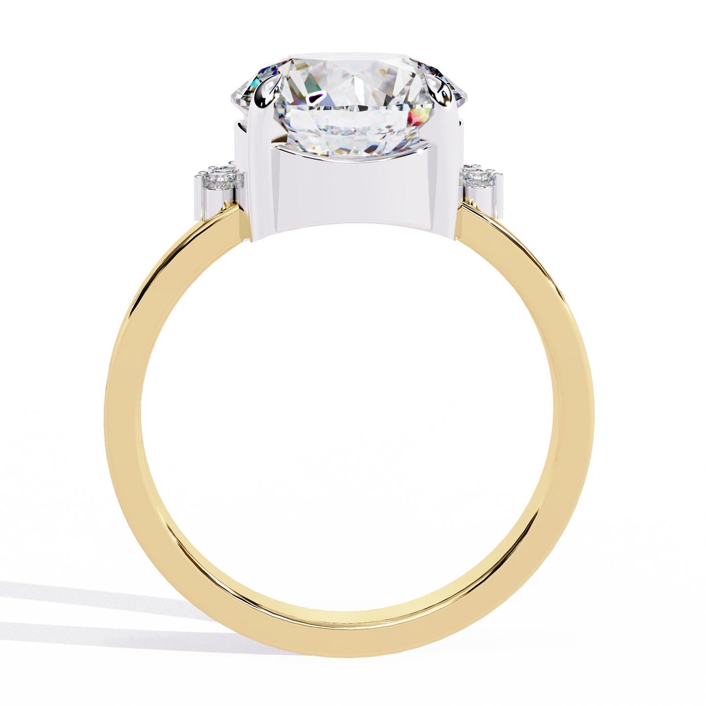 LGD Solitaire Ring Round Stone (3.57ct) In 14K Gold
